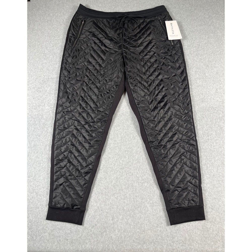Athleta Apres Ski Down Jogger Black Quilted Insulated Pants 467123 Womens 16 NWT